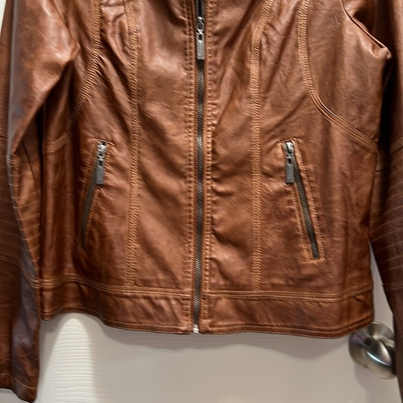 Jou Jou Vegan Leather Tobacco/Brown Light-Weight Jacket Size Large - Picture 6 of 13